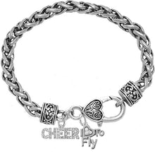 Cheer, I Love to Fly, Hypoallergenic Genuine Crystal Charm Bracelet, Nickel, Lead, and Cadmium Free