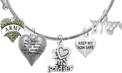 Army, My Soldier, God Has You In His Arms And I Have You In My Heart, YESHUA (Jesus In Hebrew) NAMED BY AN ANGEL OF GOD, Adjustable Bracelet, Hypoallergenic Safe, No Nickel, Lead, Or Poisonous Cadmium