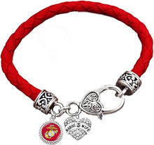 Marine Wife Antique Silver/Red Leather Bracelet, Hypoallergenic, Safe- Nickel, Lead and Cadmium Free