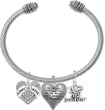 Army Wife, My Soldier, God Has You in His Arms and I Have You in My Heart, Adjustable Bracelet, Hypoallergenic Safe, No Nickel, Lead, Or Poisonous Cadmium.