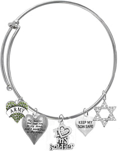 Army, My Soldier, God Has You in His Arms and I Have You in My Heart, Adjustable Bracelet, Hypoallergenic Safe, No Nickel, Lead, Or Poisonous Cadmium