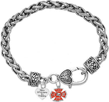 Firefighter, Mom Of A Hero In Training, Fire Department Charm, On A Antique Genuine Red Leather Bracelet, Hypoallergenic Safe-Nickel, Lead And Cadmium Free