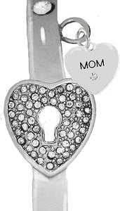 Message Bracelet, Mom, It Really Locks, The Key to My Heart Cuff Bracelet, Hypoallergenic, Safe-Nickel, Lead, Free
