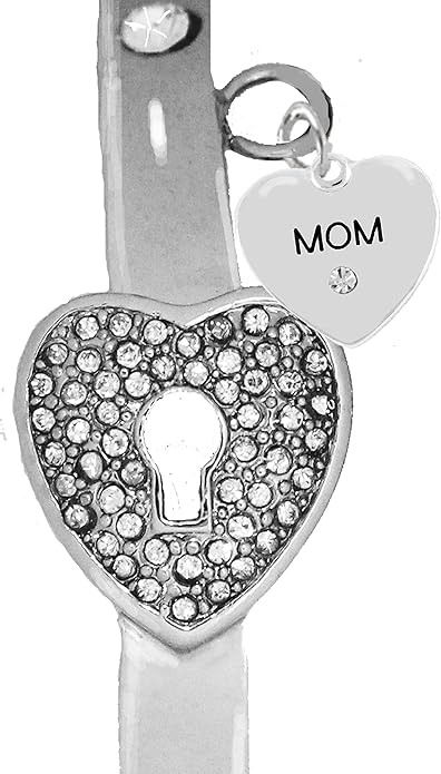 Message Bracelet, Mom, It Really Locks, The Key to My Heart Cuff Bracelet, Hypoallergenic, Safe-Nickel, Lead, Free