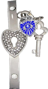 Policeman's, The Key to My Heart Cuff Crystal Bracelet, It Really Locks! Hypoallergenic, Safe-Nickel, Lead, Free