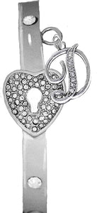 It Really Locks!, The Key to My Heart, Initial D, Cuff Crystal Bracelet, Hypoallergenic, Safe-Nickel, Lead, Free