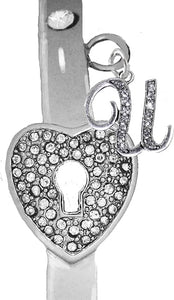 It Really Locks!, The Key To My Heart, "Initial U ", Cuff Crystal Bracelet, Hypoallergenic, Safe-Nickel, Lead, Free