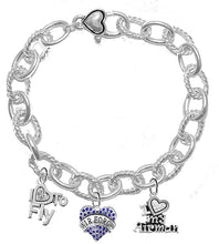 Air Force, Crystal I Love My Airman, I Love to Fly, Licensed Air Force Charm, Heart Clasp Cable Chain Bracelet, Hypoallergenic, Safe-Nickel, Lead, Cadmium Free