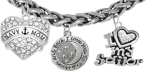 Navy Mom, I Love You to The Moon and Back, I Love My Sailor, Hypoallergenic, Safe-Nickel, Lead, Cadmium Free