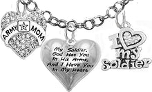 Army Mom, My Soldier, God Has You in His Arms and I Have You in My Heart, Adjustable Necklace, Hypoallergenic Safe, No Nickel, Lead, Or Poisonous Cadmium in Necklace