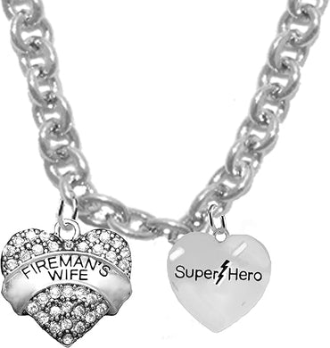 Firefighter's Wife, She Is A, Super Hero, Adjustable Necklace, Nickel, Lead And Cadimum Free.