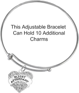 Flight Attendant, Hypoallergenic Adjustable Miracle Wire Charm Bracelet, Nickel, Lead, and Cadmium Free