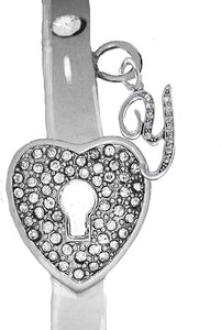 It Really Locks!, The Key To My Heart, "Initial Y ", Cuff Crystal Bracelet, Hypoallergenic, Safe-Nickel, Lead, Free