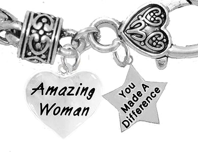 Amazing Women, You Made A Difference, Motivational Chain Bracelet, Hypoallergenic, Safe-Nickel, Lead, Cadmium Free
