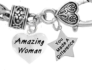 Amazing Women, You Made A Difference, Motivational Chain Bracelet, Hypoallergenic, Safe-Nickel, Lead, Cadmium Free