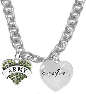 ARMY, Super Hero, STERLING SILVER Solid .925 Sterling, Not Plated Or Coated. 18 Inch Necklace, Charm Nickel, Lead, Cadmium Free