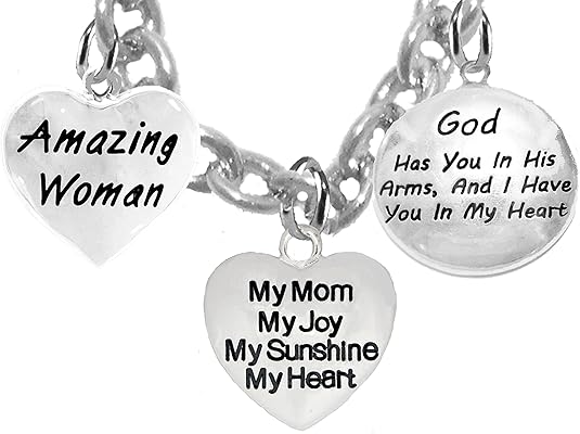Mom, Amazing Woman, My Mom, My Joy, My Sunshine, My Heart, Adjustable Necklace, Hypoallergenic, Safe-Nickel, Lead, Free