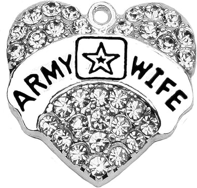 Crystal Army Wife Charm, Nickel, Lead, Cadmium Free, Charm with Jump Ring Attached