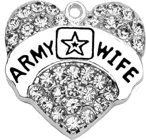 Crystal Army Wife Charm, Nickel, Lead, Cadmium Free, Charm with Jump Ring Attached