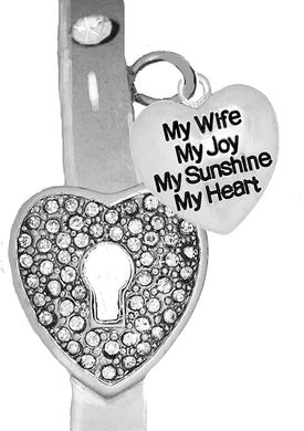 Message Bracelet, My Wife, My Joy, My Sunshine, The Key to My Heart, It Really Locks! Hypoallergenic, Safe-Nickel, Lead, Free