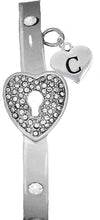 It Really Locks!, The Key To My Heart, "Initial C", Cuff Crystal Bracelet, Hypoallergenic, Safe-Nickel, Lead, Free