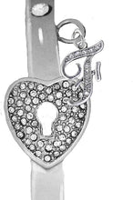 It Really Locks!, The Key To My Heart, "Initial F", Cuff Crystal Bracelet, Hypoallergenic, Safe-Nickel, Lead, Free