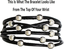Black Guitar On Genuine Multi String Black Leather Bracelet, Hypoallergenic Safe-Nickel, Lead And Cadmium Free