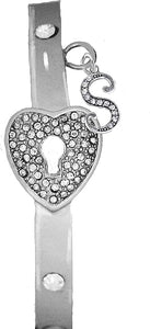 It Really Locks!, The Key To My Heart, "Initial S", Cuff Crystal Bracelet, Hypoallergenic, Safe-Nickel, Lead, Free