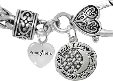 Super Hero And I Love You To The Moon And Back Bracelet Hypoallergenic, Safe-Nickel, Lead & Cadmium Free