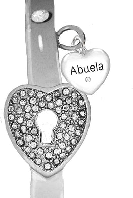 Message Bracelet, Abuela, The Key to My Heart Genuine Crystal Braceletl It Really Locks! Hypoallergenic, Safe-Nickel, Lead, Free