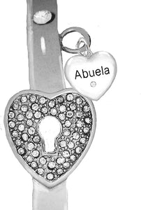 Message Bracelet, Abuela, The Key to My Heart Genuine Crystal Braceletl It Really Locks! Hypoallergenic, Safe-Nickel, Lead, Free
