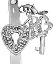 It Really Locks!, The Key To My Heart, "Initial B", Cuff Crystal Bracelet, Hypoallergenic, Safe-Nickel, Lead, Free