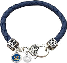 Navy, God Has You In His Arms, And I Have You In My Heart, Navy Leather Bracelet, US Navy Bracelet, Navy Jewelry, Hypoallergenic-Safe, No Nickel, Lead, Or Poisonous Cadmium In Bracelet