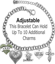 Army, My Soldier, God Has You in His Arms and I Have You in My Heart, Keep My Son Safe, Adjustable, Hypoallergenic Safe, No Nickel, Lead, Or Poisonous Cadmium
