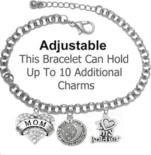 Army Mom, I Love You to The Moon and Back, Crystal I Love My Soldier, Adjustable Rolo Chain Bracelet, Hypoallergenic, Safe-Nickel, Lead, Cadmium Free