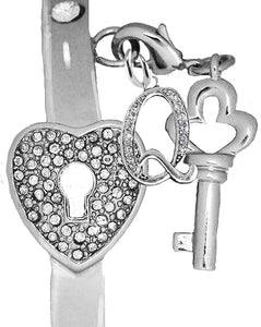 It Really Locks!, The Key to My Heart, Initial Q, Cuff Crystal Bracelet, Hypoallergenic, Safe-Nickel, Lead, Free