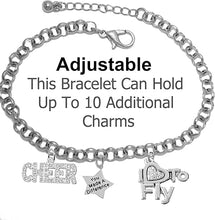 Cheer, You Made A Difference, I Love to Fly, Adjustable, Hypoallergenic Genuine Crystal Charm Bracelet, Nickel, Lead, and Cadmium Free