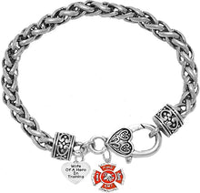 EMT, Firefighter,Wife Of A Hero In Training, Fire Department Charm, On A Antique Wheat Chain Bracelet, Hypoallergenic Safe-Nickel, Lead And Cadmium Free