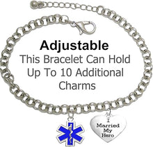 EMT, Parmedic, EMT Firefighter's I Married My Hero, On A Adjustable Rolo Chain Bracelet, Hypoallergenic Safe-Nickel, Lead And Cadmium Free