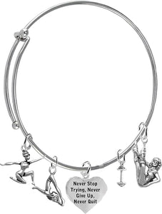 " Never Give Up, Never Quit Trying, Never Quit ", Gym Exercise, Adjustable Miracle Wire Bracelet, Hypoallergenic Safe, No Nickel, Lead, Or Poisonous Cadmium In Bracelet