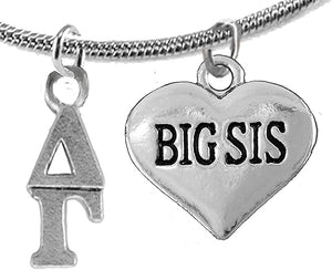 Delta Gamma, Big Sister, Hypoallergenic Safe Adjustable Fits Anyone Licensed Sorority Jewelry Manufacturer