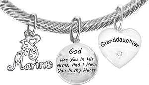 Marine Grandma, My Granddaughter, God Has You In His Arms And I Have You In My Heart, Adjustable, Hypoallergenic Safe, No Nickel, Lead, Or Poisonous Cadmium In Bracelet