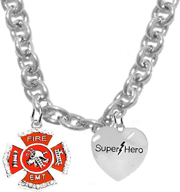 Firefighter's EMT, Super Hero, Adjustable Necklace, Nickel, Lead And Cadimum Free.
