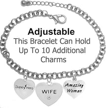 Wife, Super Hero, Genuine Crystal Wife Heart, Amazing Woman, Adjustable Hypoallergenic Safe- No Nickel. Lead, Or Poisonous Cadmium