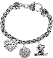 Marine Wife, I Love You to The Moon and Back, I Love My Marine, Hypoallergenic, Safe-Nickel, Lead, Cadmium Free