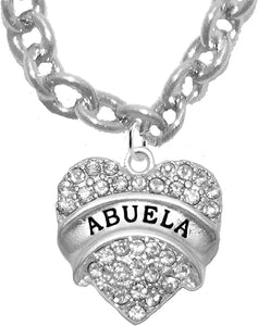Crystal Abuela Necklace, Sterling Silver Solid .925 Sterling, Not Plated Or Coated.18 Inch Necklace Chain, Nickel, Lead, and Cadmium Free Charm
