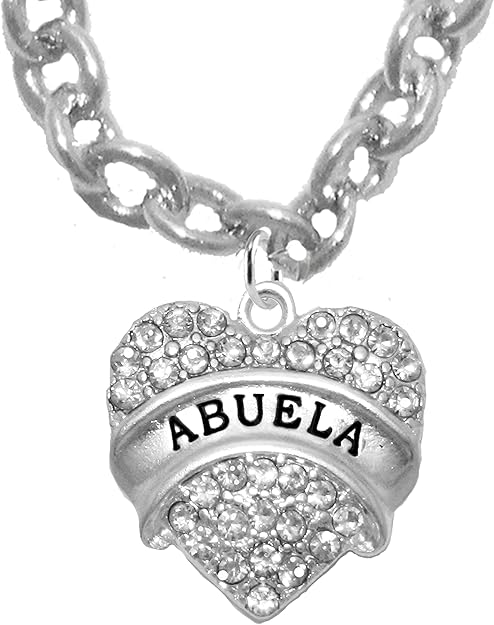 Crystal Abuela Necklace, Sterling Silver Solid .925 Sterling, Not Plated Or Coated.18 Inch Necklace Chain, Nickel, Lead, and Cadmium Free Charm