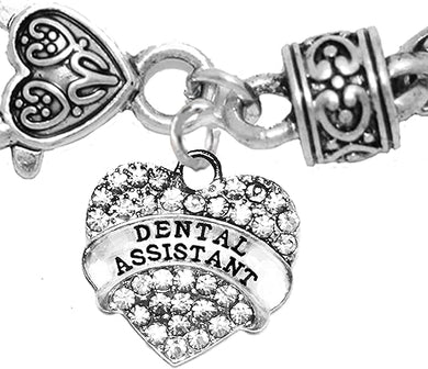 Dental Assistant, Crystal Heart Bracelet, Safe-Nickel, Lead & Cadmium Free!