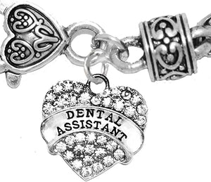 Dental Assistant, Crystal Heart Bracelet, Safe-Nickel, Lead & Cadmium Free!