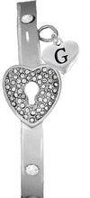 It Really Locks!, The Key To My Heart, "Initial G", Cuff Crystal Bracelet, Hypoallergenic, Safe-Nickel, Lead, Free